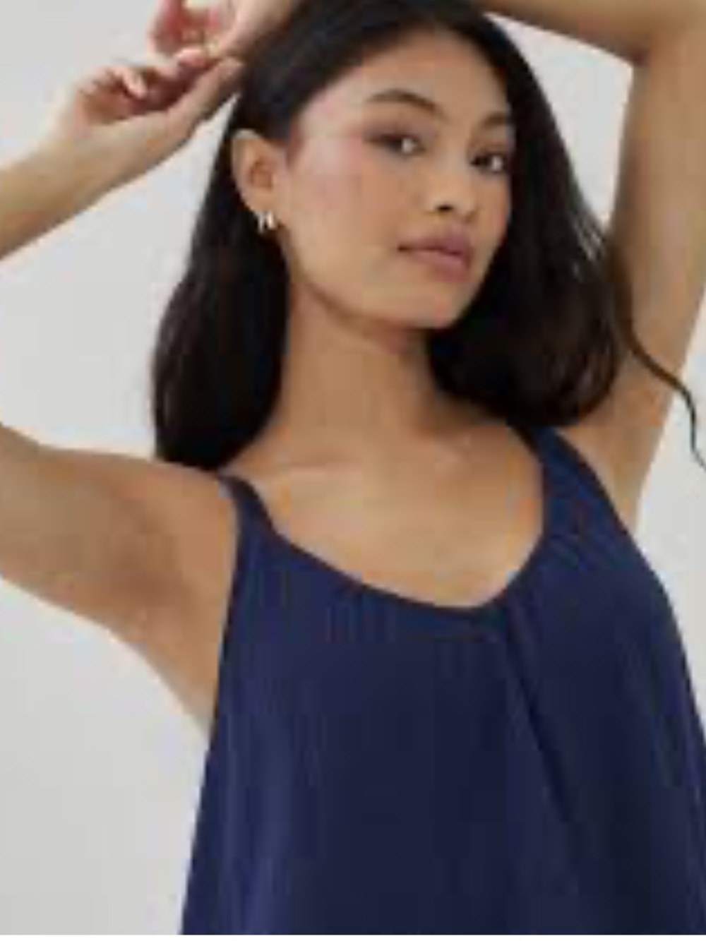 PS The Label Flowing High-Low Slip Dress in Navy Blue